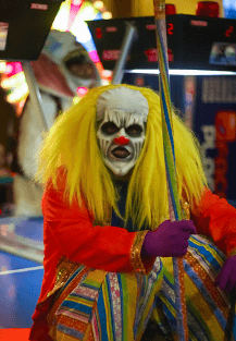Clown at Haunt Nights / Flickr /Richard Abrahamson
Link: https://flic.kr/p/dhPGFQ