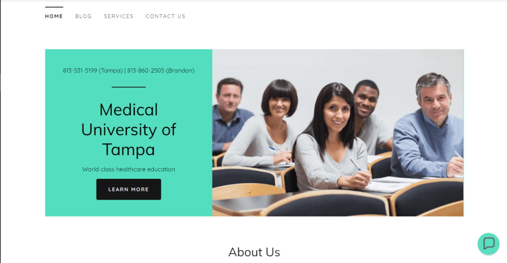 Homepage of Medical University of Tampa / https://medicaluniversityoftampa.com/
