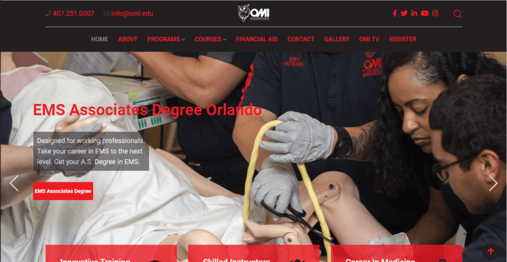 Homepage of Orlando Medical Institute / https://omi.edu/
