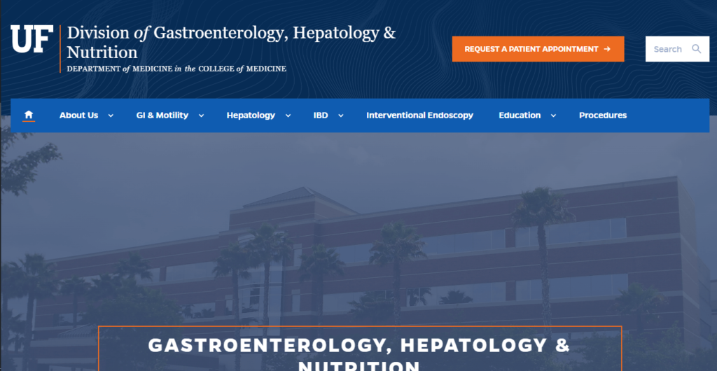 Homepage of UF College of Medicine - Gastroenterology, Hepatology & Nutrition / https://gastroliver.medicine.ufl.edu/
