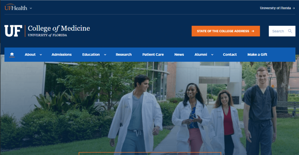 Homepage of University of Florida College of Medicine / https://med.ufl.edu/
