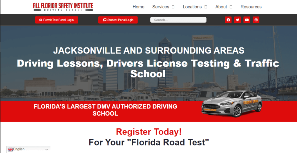 Homepage of All Florida Safety Institute - Driving Lessons and Traffic School - Jacksonville / https://allfloridasafetyinstitute.com/driving-classes-school-jacksonville-fl
