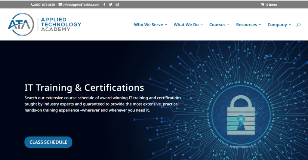 Homepage of Applied Technology Academy - IT Training / https://appliedtechnologyacademy.com
