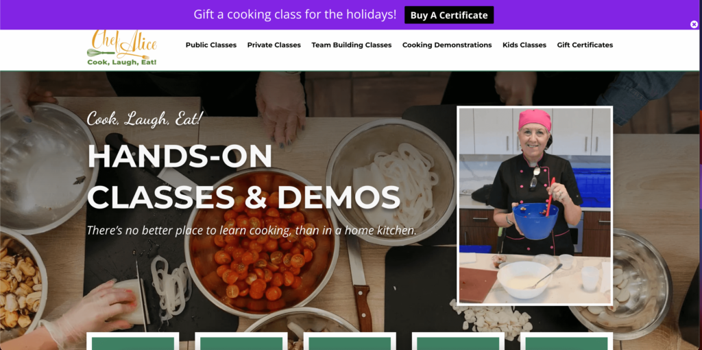 Homepage of Chef Alice Cooking / https://www.chefalicecooking.com
