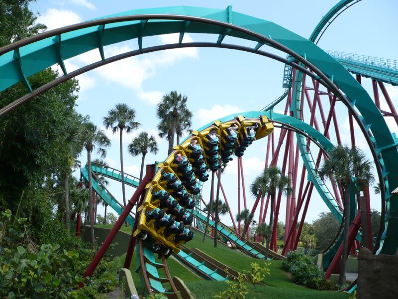 Kumba amusement ride at Congo River Rapids / Wikipedia / Brian Marshall https://en.wikipedia.org/wiki/Busch_Gardens_Tampa_Bay#/media/File:Kumba_exciting_corkscrew.jpg