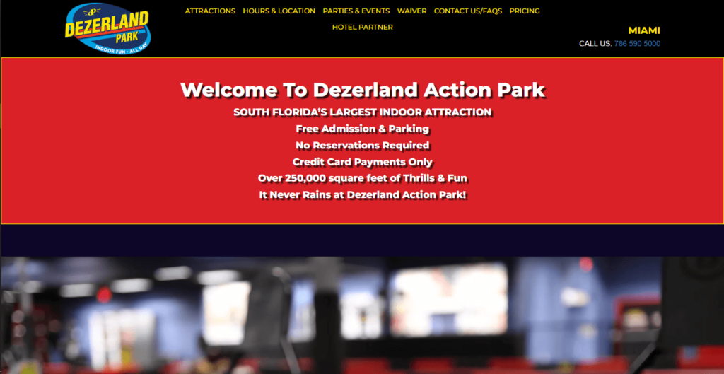 Homepage of Dezerland Action Park Miami / https://dezerlandpark.com/miami

