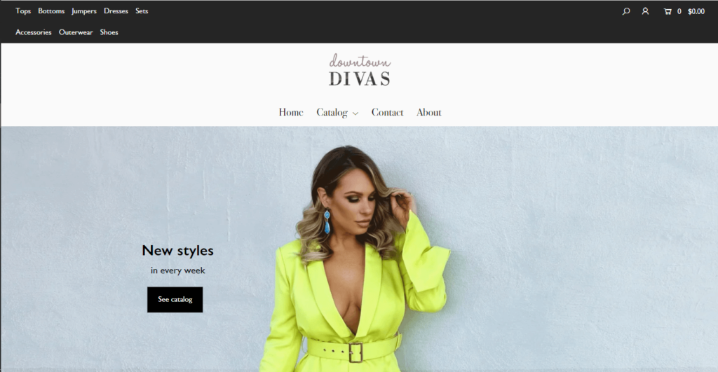 Homepage of Downtown Divas Boutique-Orlando / https://downtowndivasboutique.com
