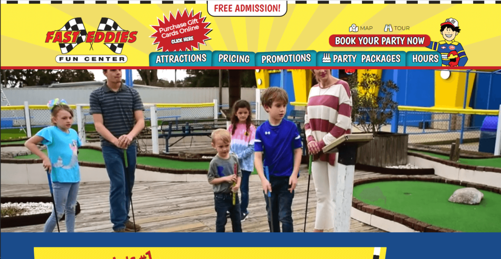 Homepage of Fast Eddies Fun Centre / http://www.fasteddiesfuncenter.com
