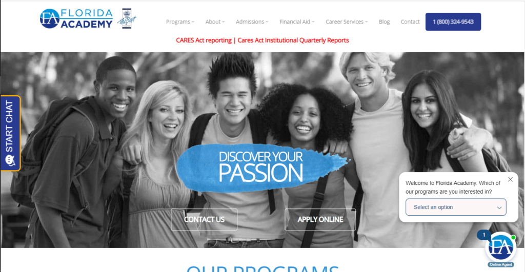 Homepage of Florida Academy / https://florida-academy.edu/?utm_source=google&utm_medium=organic&utm_campaign=GMB
