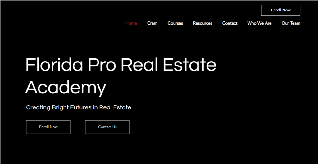 Homepage of Florida Pro Real Estate Academy / https://www.floridapronow.com
