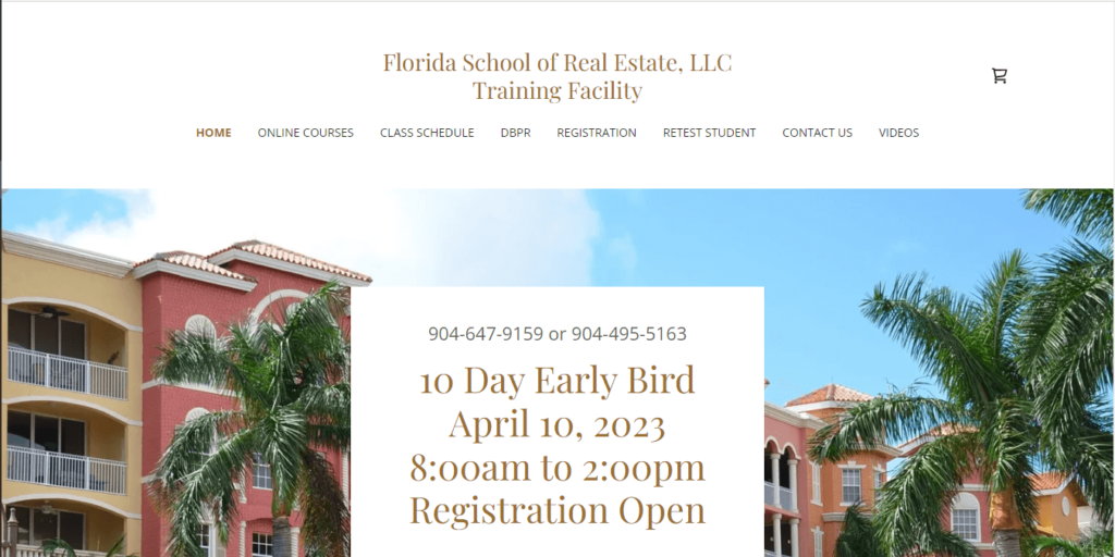 Homepage of Florida School of Real Estate, LLC / https://floridaschoolofrealestate.com
