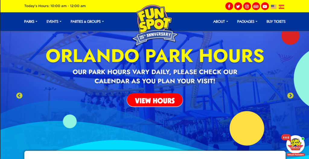 Homepage of Fun Spot America Theme Parks / https://fun-spot.com

