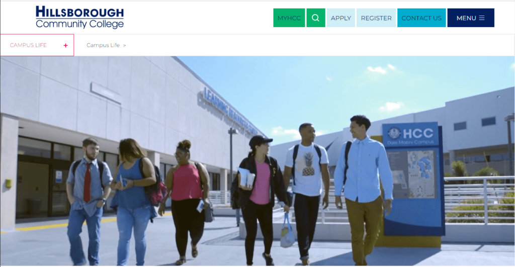 Homepage of Hillsborough Community College - Dale Mabry Campus / https://www.hccfl.edu/campus-life/dale-mabry-campus
