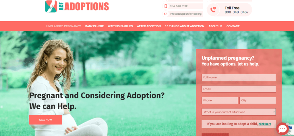 Homepage of ACF Adoptions website /acfadoptions.org
