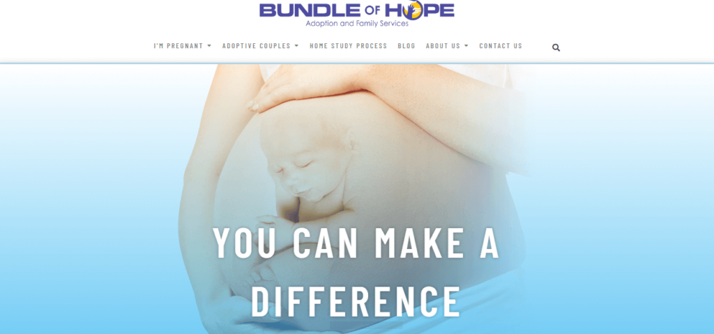 Homepage of Bundle of Hope website/ bundleofhope.org 