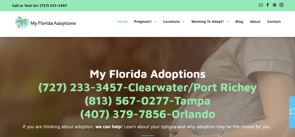 Homepage of My Florida Adoptions website / myfladoptions.com