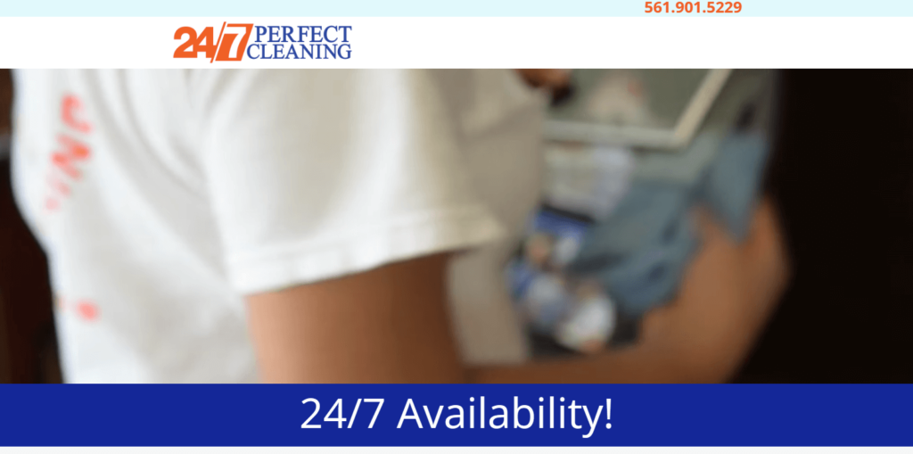 Homepage of 247 Perfect Cleaning Services' website / 247perfectcleaning.com