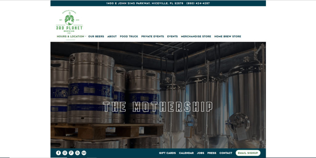 Homepage of 3rd Planet Brewing's website / www.3rdplanetbrewing.com