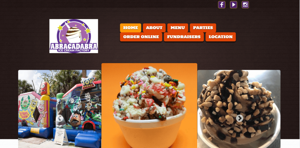 Homepage of Abracadabra Ice Cream Factory's website / Abracadabra Ice Cream Factory