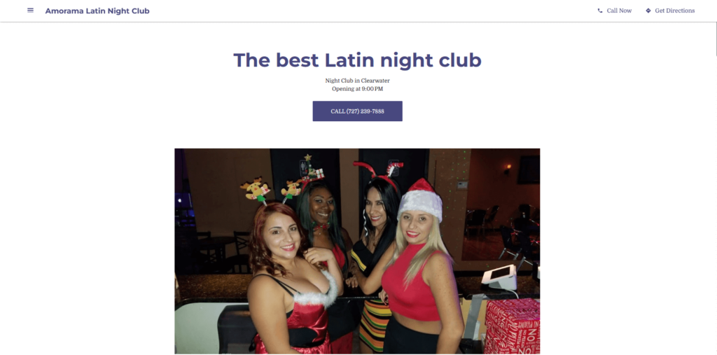 Homepage of Amorama Latin Nightclub's website / amoramalatinnightclub.business.site
