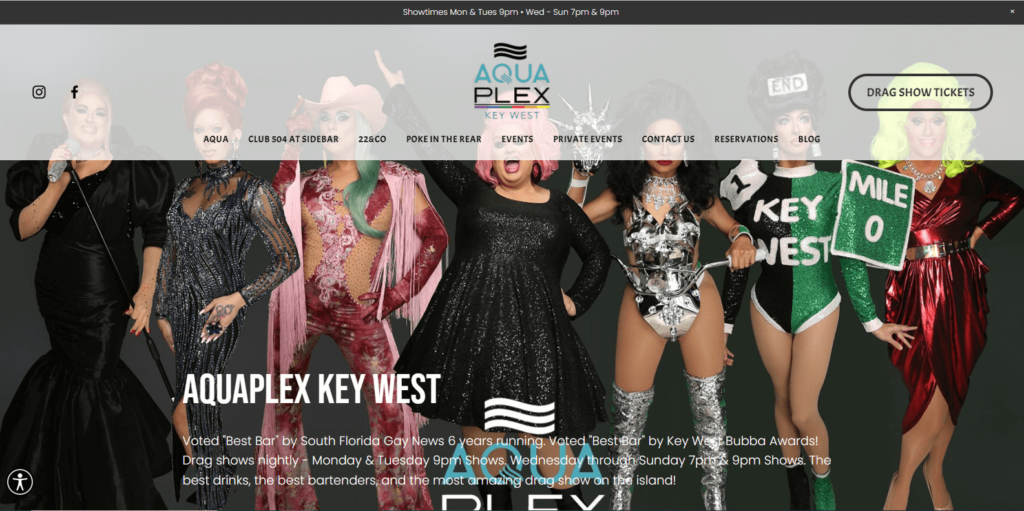 Homepage of Aqua Bar and Nightclub's website / aquakeywest.com