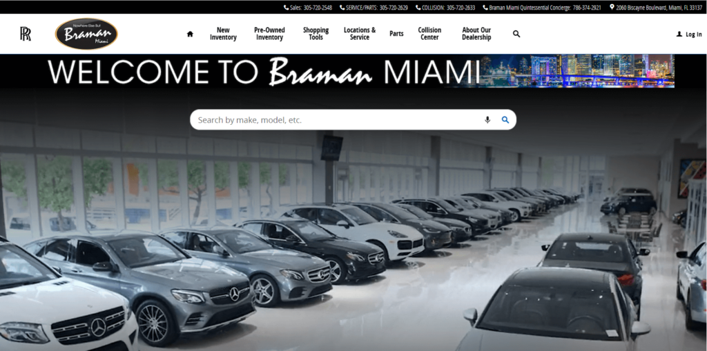 Homepage of Braman Miami's website / www.bramanmiami.com