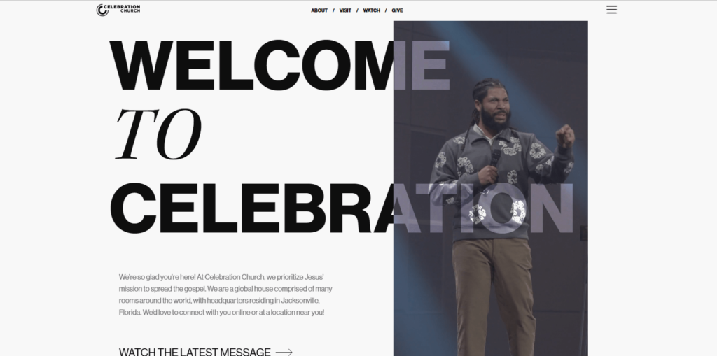 Homepage of Celebration Church's website / celebration.org