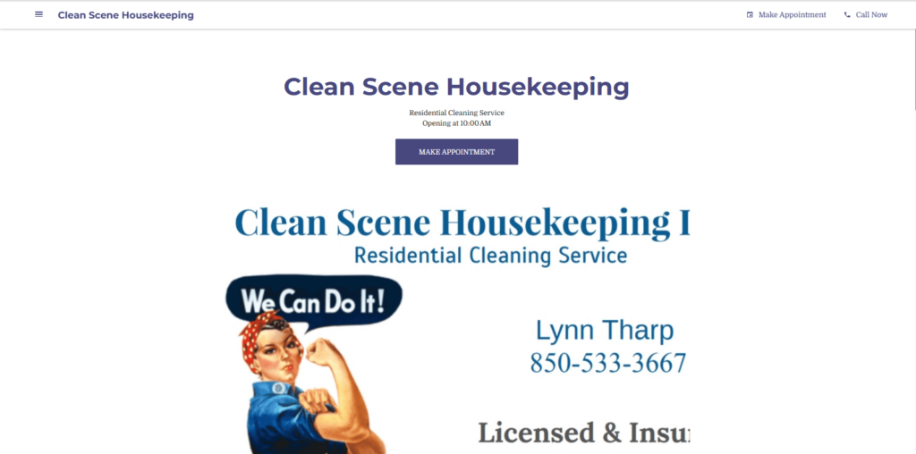 Homepage of Clean Scene Housekeeping's website / clean-scene-housekeeping.business.site