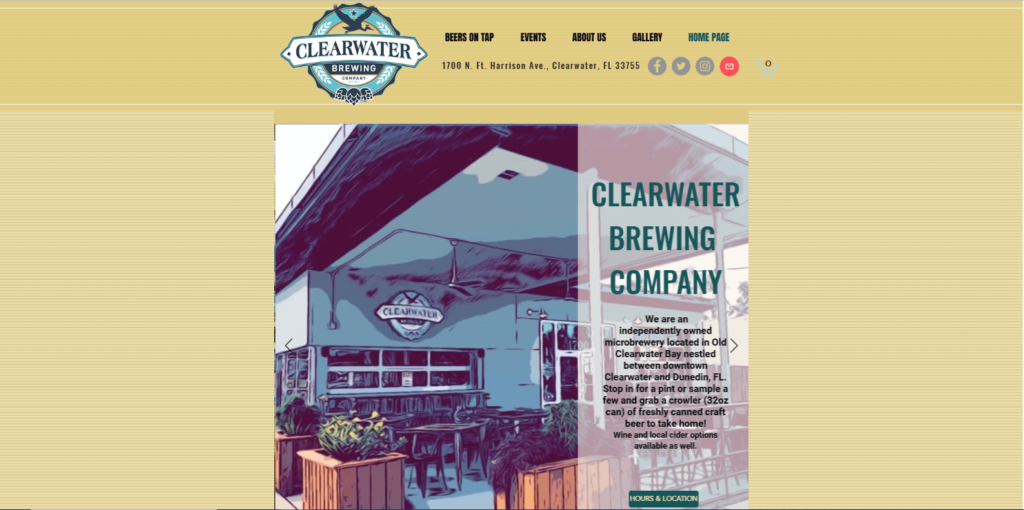 Homepage of Clearwater Brewing Company's website / www.clearwaterbrewingcompany.com