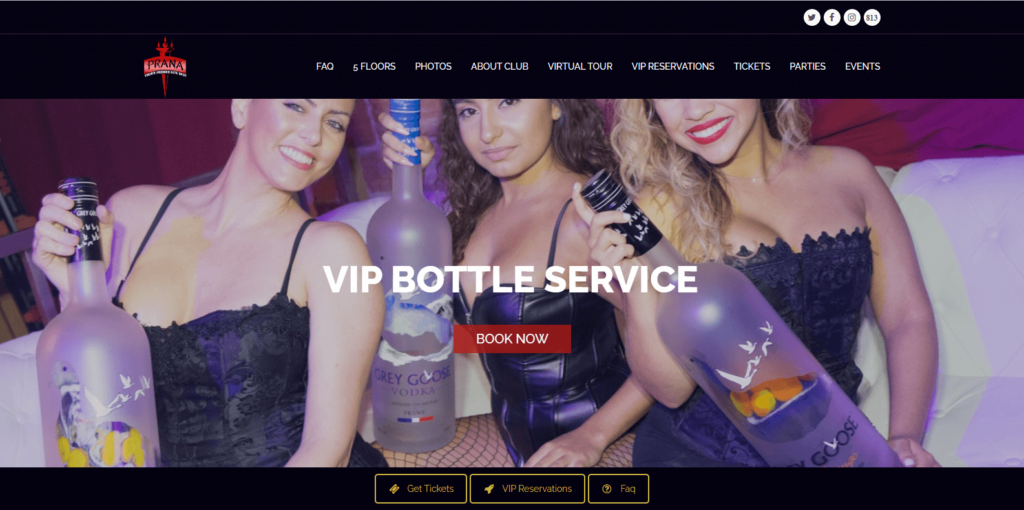 Homepage of Club Prana's website / clubprana.com