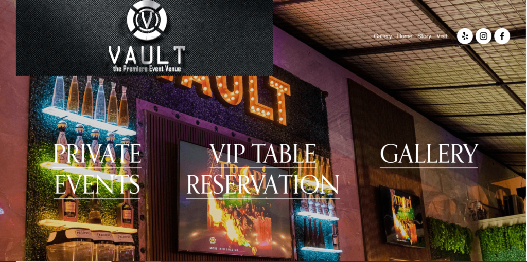 Homepage of Club Vault's website / www.club-vault.com