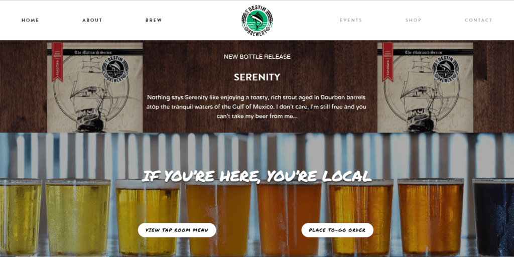 Homepage of Destin Brewery's website / destinbrewery.com
