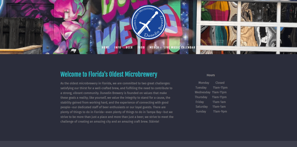 Homepage of Dunedin Brewery's website / dunedinbrewery.com
