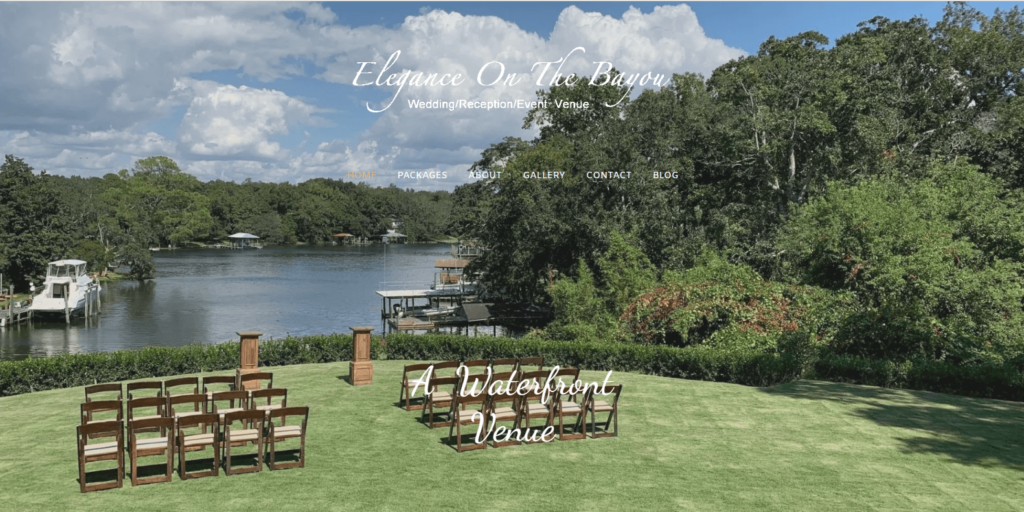 Homepage of Elegance on the Bayou's website / eleganceonthebayou.com