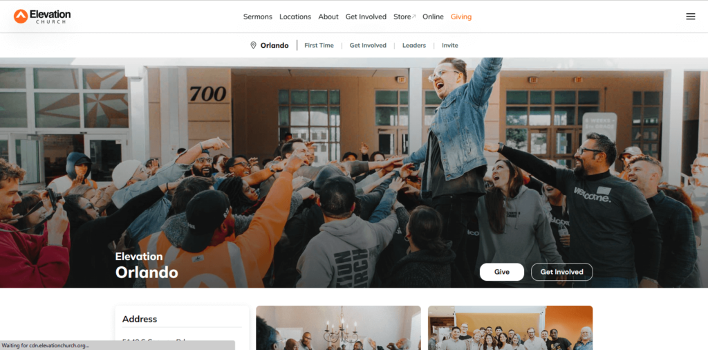 Homepage of Elevation Church Orlando's website / elevationchurch.org