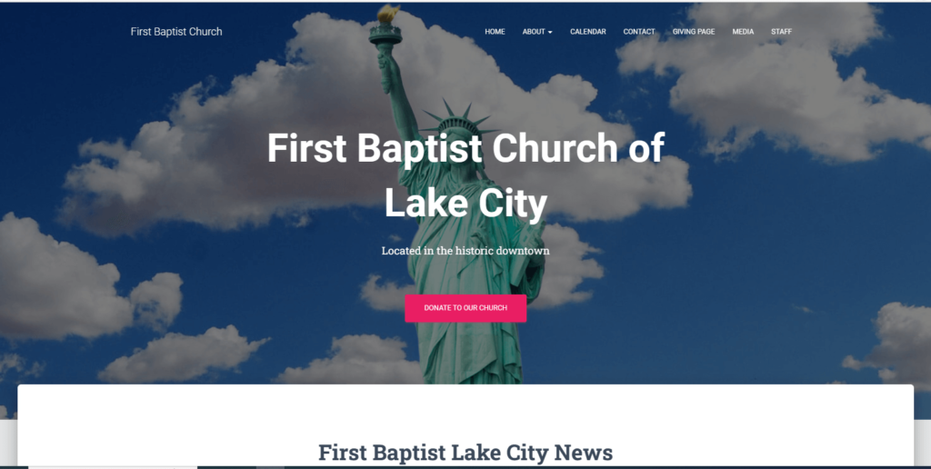 Homepage of First Baptist Church of Lake City's website / fbclakecity.org