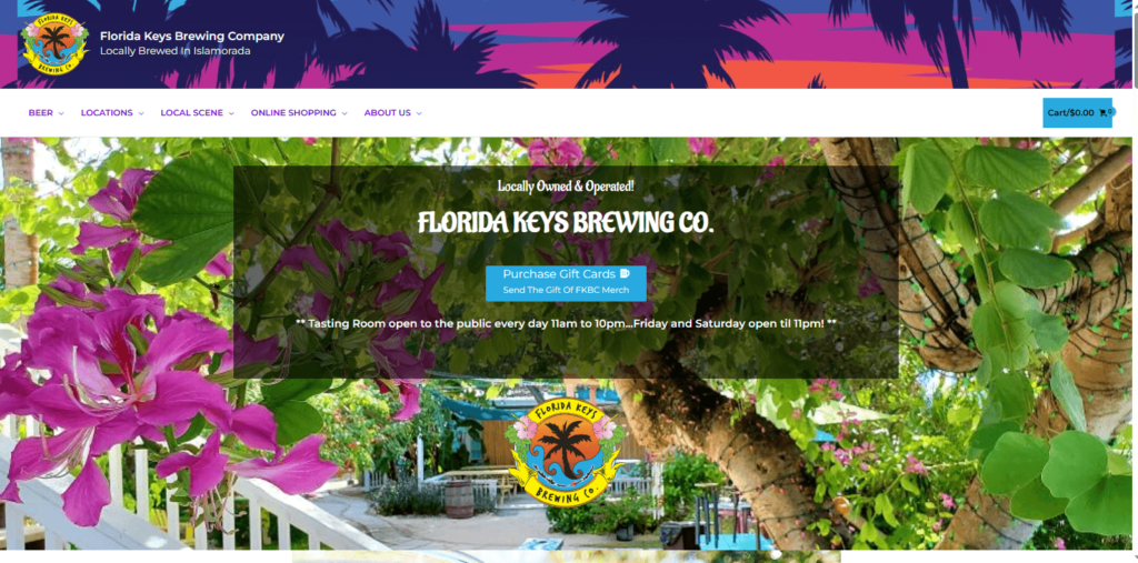 Homepage of Florida Keys Brewing Company's website / floridakeysbrewingco.com