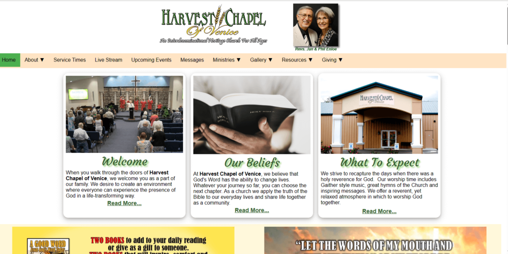 Homepage of Harvest Chapel of Venice's website / harvestchapelofvenice.org
