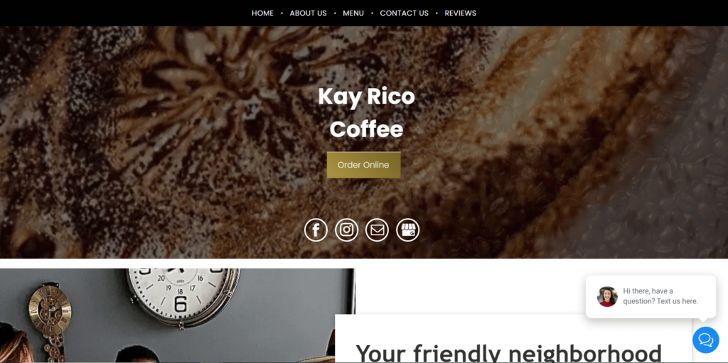 Homepage of Kay Rico Coffee's website / kayricocoffee.com