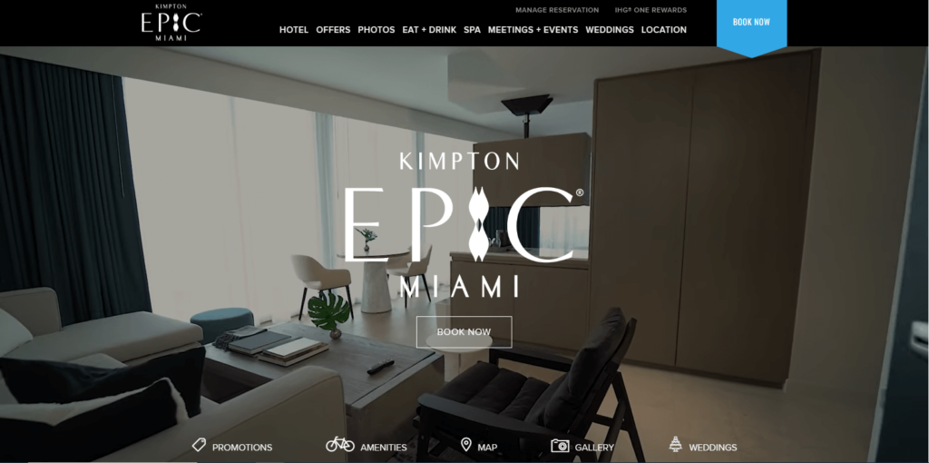 Homepage of Kimpton Epic's website / www.epichotel.com
