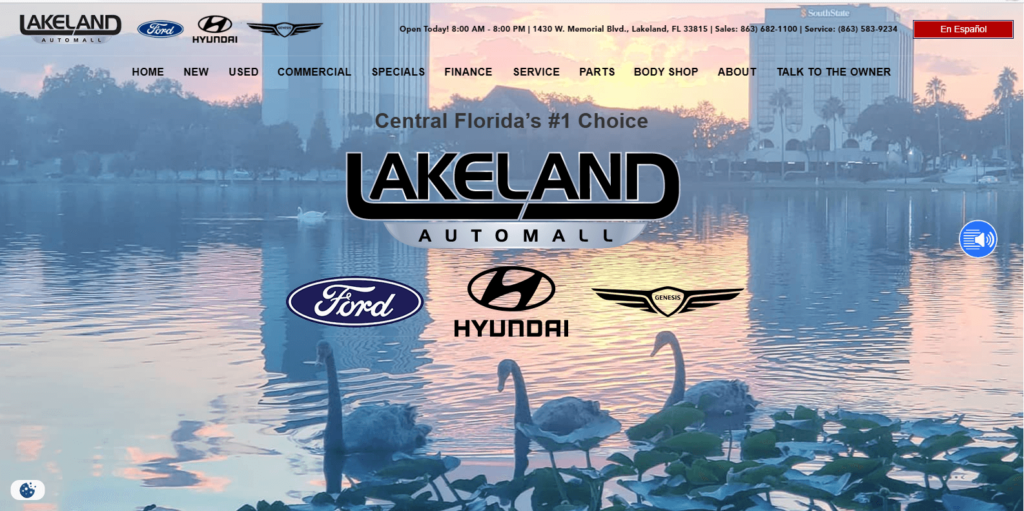 Homepage of Lakeland Auto Mall's website / www.lakelandautomall.com