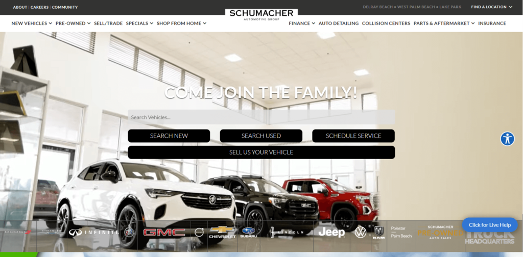 Homepage of Schumacher Autos' website / www.schumacherauto.com