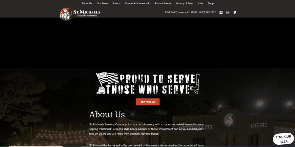 Homepage of St. Micheal's Brewing Company's website / stmichaelsbrewing.com