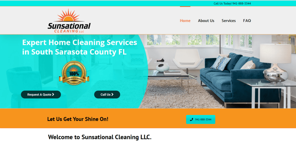 Homepage of Sunsational Cleaning Service's website / sunsationalcleaningllc.com