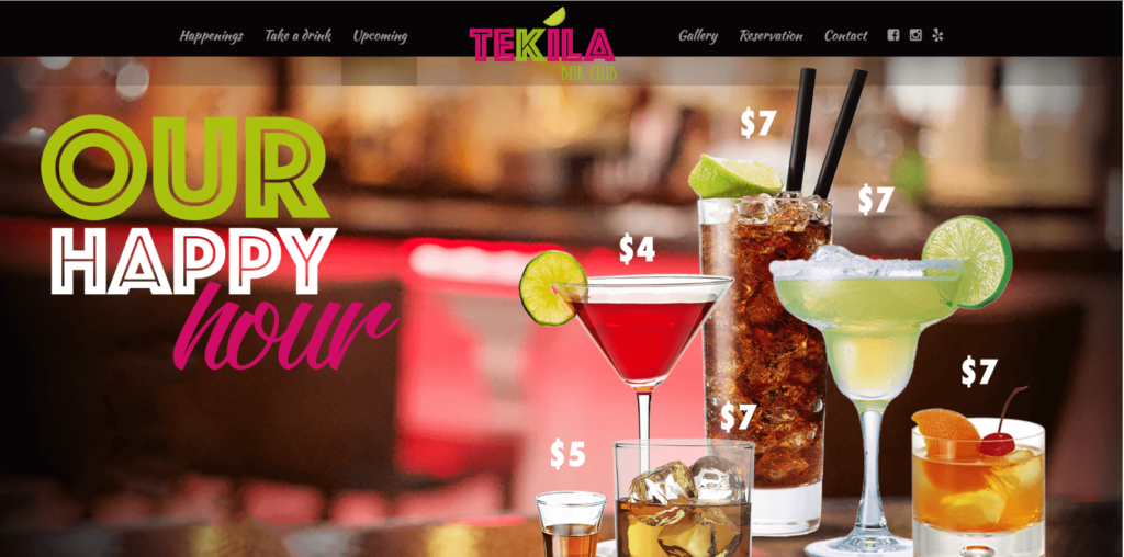 Homepage of Tekila Bar Club's website / Tekila Bar Club