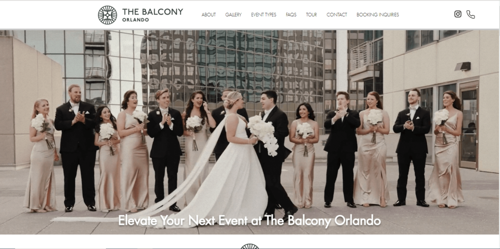 Homepage of The Balcony Orlando's website / www.thebalconyorlando.com