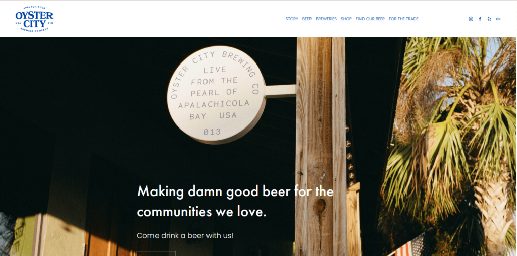 Homeppage of Oyster City Brewing Company's website / oystercity.beer