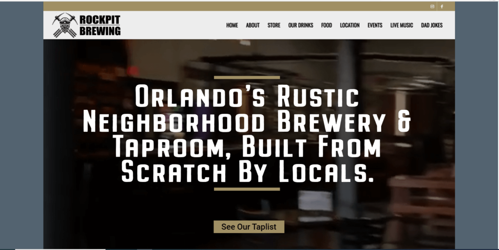 Hompage of Rockpit Brewing's website / rockpitbrewing.com