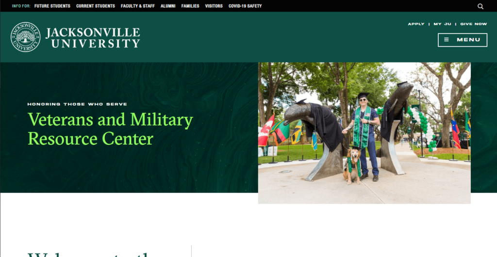 Homepage of Jacksonville University / https://www.ju.edu/military
