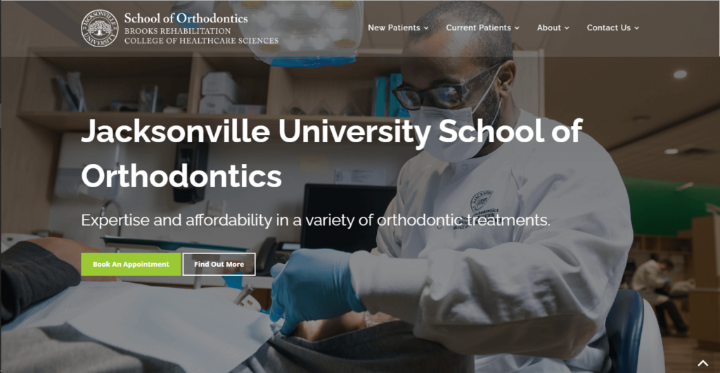 Homepage of Jacksonville University School of Orthodontics / https://jusmiles.com
